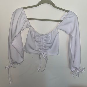 Prettylittlething White Long Sleeve Crop Top